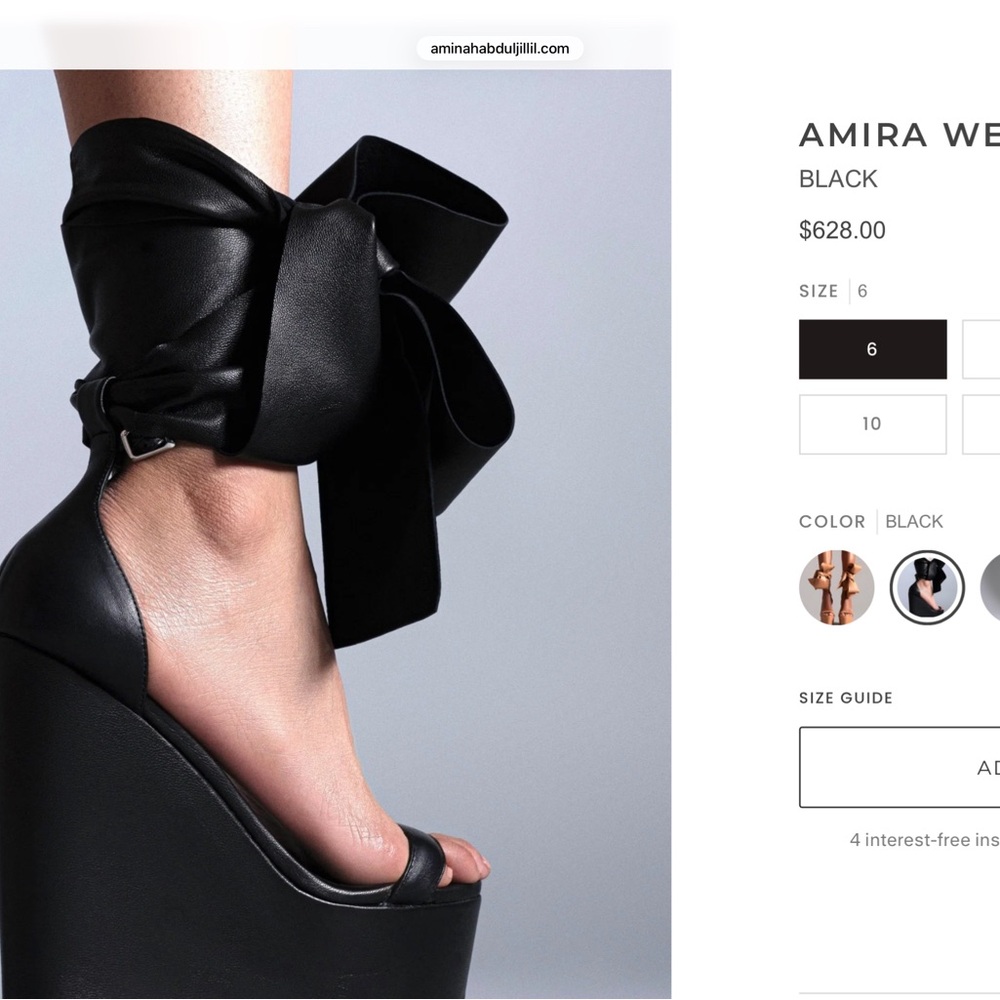 Amira Wedge Ankle-Tie Sandal — Black